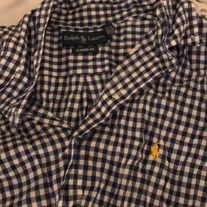 Short sleeve Ralph Lauren button down shirt.
